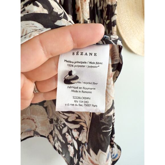 Floral Black and Cream Women's Top - Picture 8 of 12